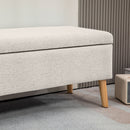 Cassapanca Contenitore 110x39x45 cm Gambe in Legno di Caucciù Capacità 220 kg in Tessuto Effetto Lino Beige      