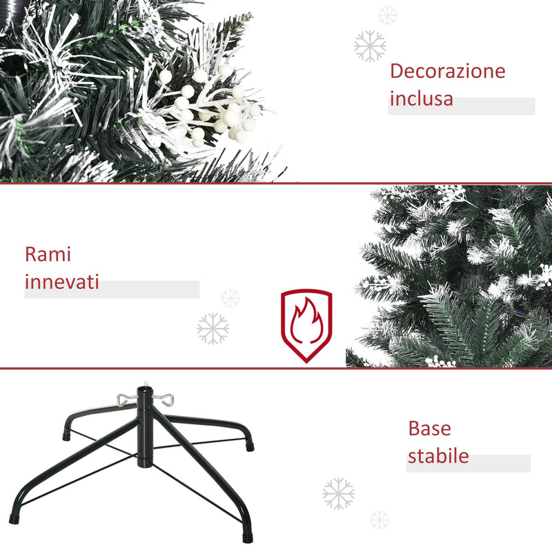 Albero di Natale Artificiale Innevato 150 cm 378 Rami con Bacche Verde
