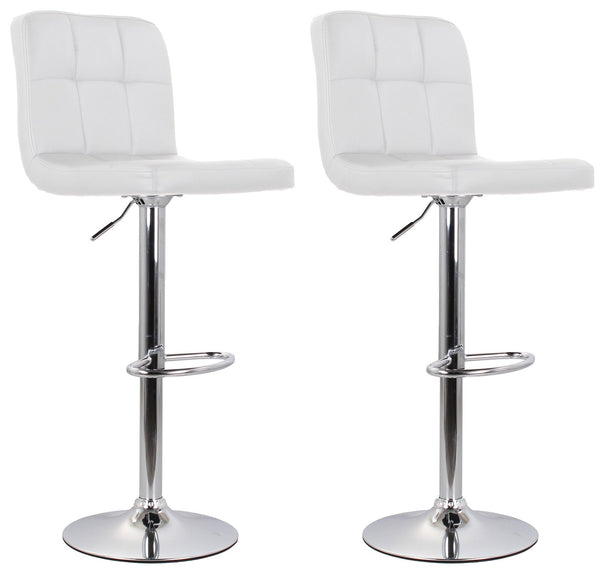 Set de 2 Tabourets 44x38x63/82 cm en Eco-cuir avec Base Chromée Blanche sconto