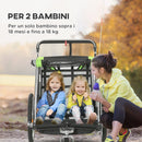 Rimorchio Bici per Bambini e Passeggino 2 in 1 con Cintura Tasche e Bandierina Verde      