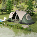 Tenda da Campeggio 450x215x180 cm 6 Posti con 2 Stanze Separate Verde Scuro   