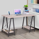 Scrivania da Ufficio Industrial in Metallo e Legno MDF Ripiani Legno e Nero 140x60x75 cm 