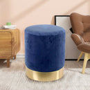 Pouf Poggiapiedi 31x31x38 cm in Metallo MDF e Tessuto Velluto Blu 