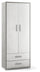 Armoire 2 Portes 2 Tiroirs 71x182x41 cm Ciment/Blanc Oxyde