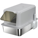 Lettiera per Gatti Chiusa 40,5x60,5x41,5 cm con Vassoio in Acciaio Paletta e Filtri Grigio e Argento      