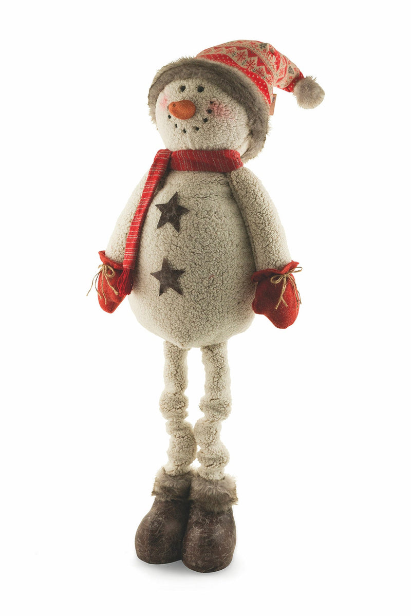 Pupazzo di Neve in Tessuto Gambe Allungabili H120 cm Soriani