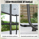 Set 8 Pezzi da Giardino con Ombrellone 6 Sedie Pieghevoli e Tavolo da Esterno in Vetro Temperato Grigio      