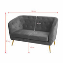 Divano 2 Posti 135x82 cm in Velluto Grigio