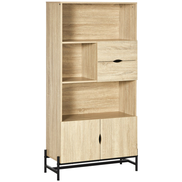 Libreria a Parete 80x35x155 cm in MDF e Metallo Legno Naturale online