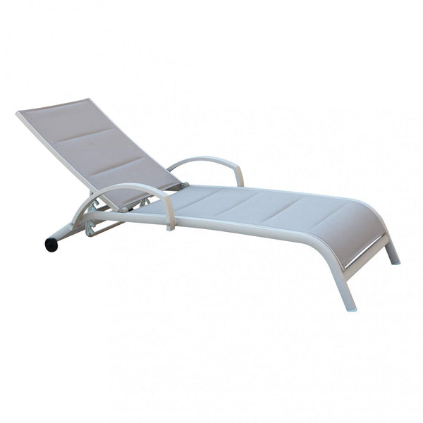 Bain de soleil de jardin empilable Malaga 196,5x71x92,5 h cm en aluminium gris tourterelle sconto