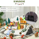 Villaggio Natalizio Luminoso con Albero Girevole 8 Musiche Luci LED e Fibre Ottiche Multicolore