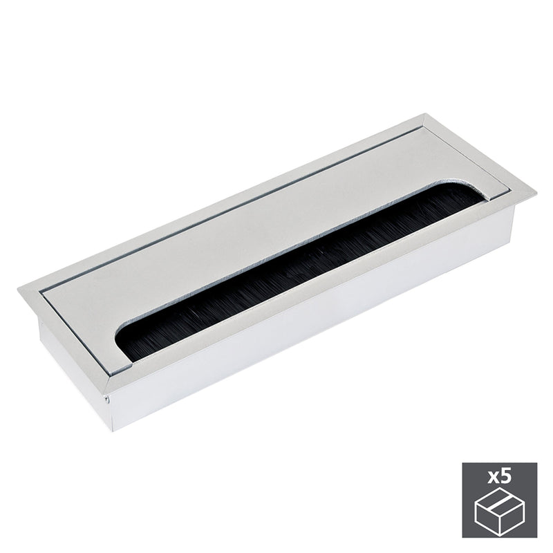 Passacavi da Tavolo Rettangolare 269 x 80 mm a Incasso Alluminio Anodizzato Opaco 5 Pezzi Emuca