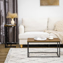 Set 2 Tavolini Caffè Annidati in MDF e Acciaio Nero e Noce