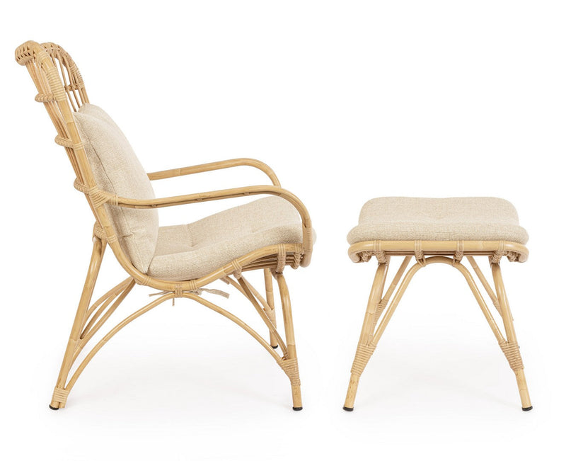 Poltrona con Poggiapiedi da Giardino A 76x84x102.5 cm in Alluminio Maela Natural