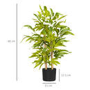 Pianta di Bambù Artificiale Alta 60 cm con Vaso in Cemento Ø15x12,5 cm in Poliestere e PP Verde      