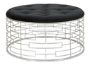Puff Ice Ø91,5x47 cm in Ferro e MDF e Spugna e Poliestere Argento e Nero