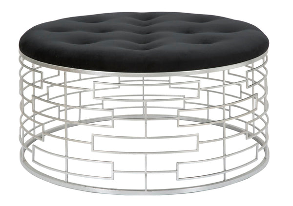 prezzo Puff Ice Ø91,5x47 cm en Fer et MDF et Éponge et Polyester Argent et Noir