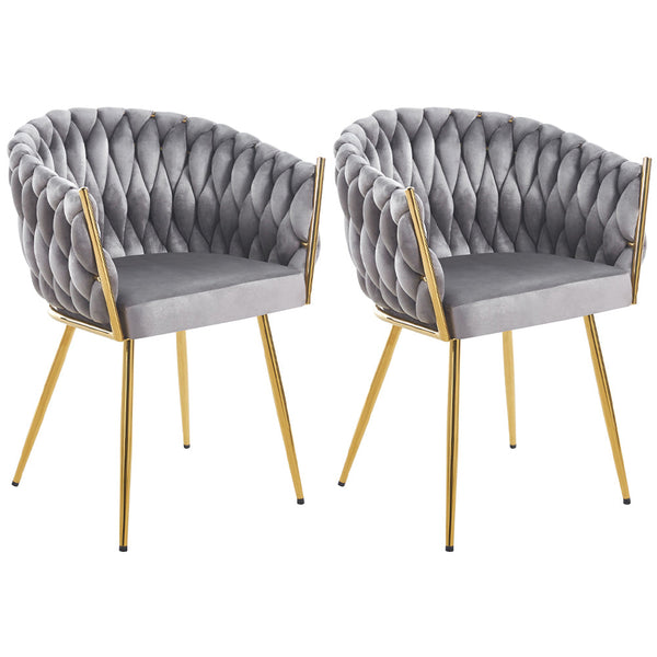 Set 2 Sedie per Sala da Pranzo e Ufficio in Velluto Grigio Sedia Ergonomica sconto