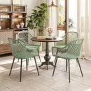 Set 4 Sedie da Giardino 56x51x84 cm con Schienale Diamantato e Braccioli in Metallo e PP Verde      