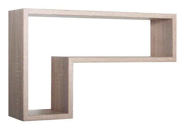 prezzo Etagère murale en forme de L 61x37x15,5 cm en panneaux de fibres de bois lettre chêne Sagerau