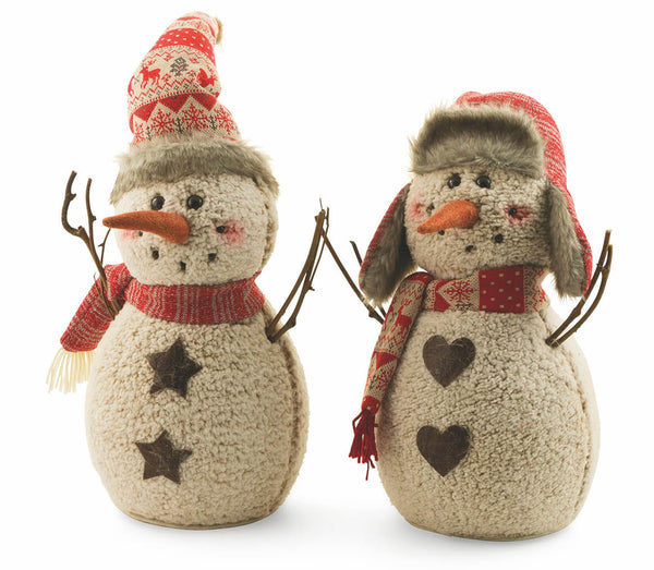 online Set 2 Bonhommes de Neige en Tissu H43 cm Soriani