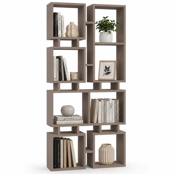 acquista Libreria Moderna 4 Ripiani 79x24x166,5 cm Design Geometrico Tortora