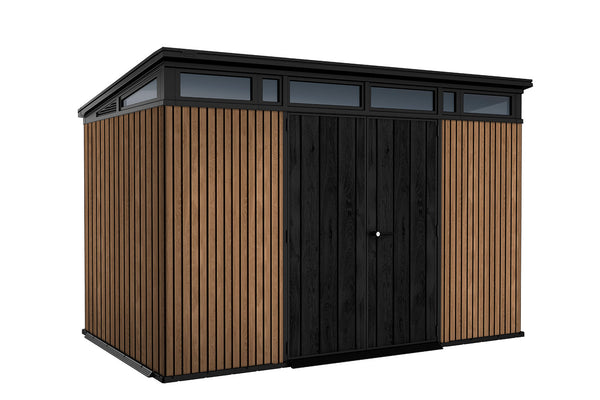 acquista Casetta Box da Giardino 340x218x226 cm Keter Signature Venetian Pent 11x7 Effetto Legno Marrone e Antracite