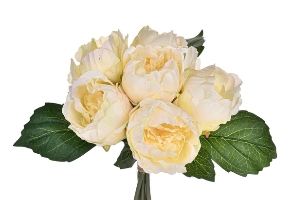 prezzo Lot de 3 bouquets de pivoines avec 6 fleurs artificielles hauteur 28 cm jaune