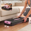 Stepper Fitness Regolabile su 2 Livelli 66x28x16 cm con 2 Bande di Resistenza Capacità 120 kg in ABS Rosa e Nero      