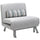 Fauteuil lit en fer et coton avec coussin rayé gris, 75x70x75 cm