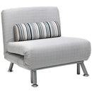 Poltrona Letto in Ferro e Cotone con Cuscino a Righe Grigio,75x70x75 cm 
