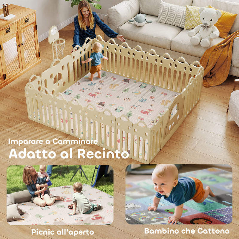 Tappeto per Bambini 0-3 Anni con Numeri e Lettere e Superficie Impermeabile 176,5x148x1 cm in XPE Multicolore      