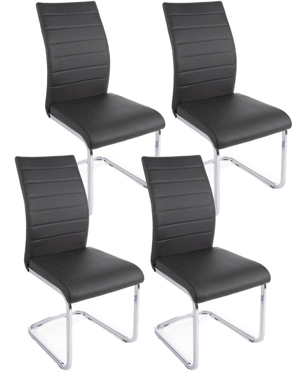 acquista Lot de 4 chaises Myra 41x60x98 cm en simili cuir gris foncé