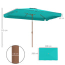 Ombrellone da Giardino 300x200x235H cm Inclinabile e Anti UV 50+ Turchese  