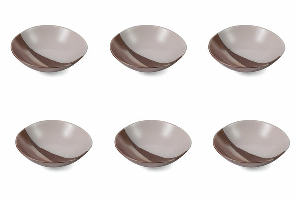 Set de 6 Assiettes Creuses Ø19,5x5,5 cm en Gres VdE Tivoli 1996 Officina Blanc et Marron prezzo