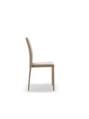 Set 4 Sedie Leda 42x52x96 cm in Tessuto Easy-Clean Gambe Rivestite in Tinta Beige      