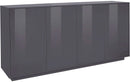 Credenza 4 Ante 180,1x41,4x86 cm Bloom Grigio Antracite Laccato Lucido