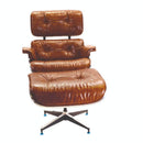 Poltrona in Similpelle con Pouf 88x83H86 cm Marrone