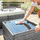 Set 6 Pezzi >Salotto da Giardino con Divano Modulare Tavolino e Cuscini in Rattan e Acciaio Grigio      