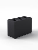 Pattumiera a 3 Scomparti Totale 72 L 71,5x33x49 cm con Contenitori Interni in Acciaio Verniciato Nero 