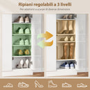 Scarpiera Slim da Ingresso per 25-30 Paia di Scarpe 106,4x34x108,5 con Ante a Chiusura Ammortizzata in MDF Bianco Lucido      