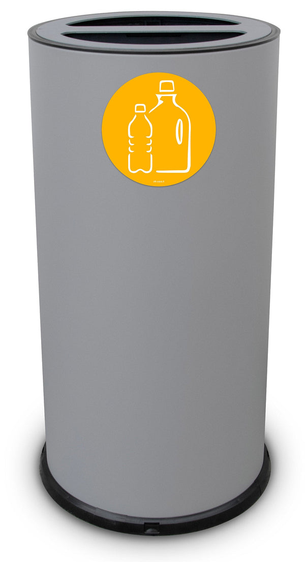 acquista Pattumiera Per Raccolta Differenziata Ø35xh72 cm In Acciaio Verniciato 2 Scomparti Grigio