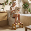 Sgabello da Toilette Pieghevole 42,5x25x20 cm Poggiapiedi per WC con Piedini Antiscivolo in Bambù Rovere      