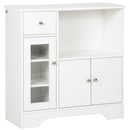 Credenza Buffet 80x30x82 cm con Vano Aperto Cassetto 3 Ripiani e Armadietto a 2 Ante in Legno Bianco      