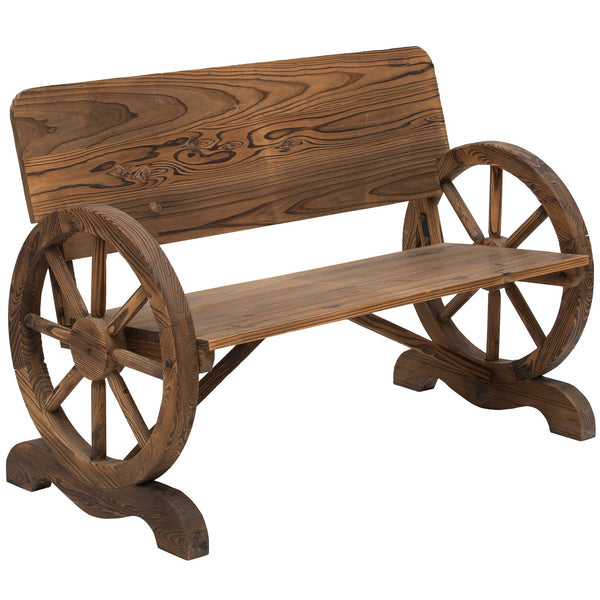 Panca da Giardino 2 Posti con Schienale Alto 114x58x80 cm in Legno di Abete Marrone prezzo