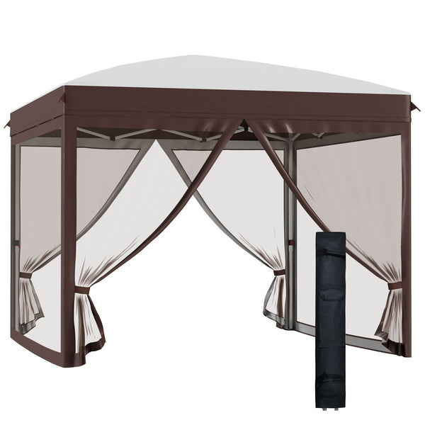 sconto Gazebo da Giardino 3x3x2,7m con Zanzariera in Acciaio e Tessuto Oxford Crema e Caffè