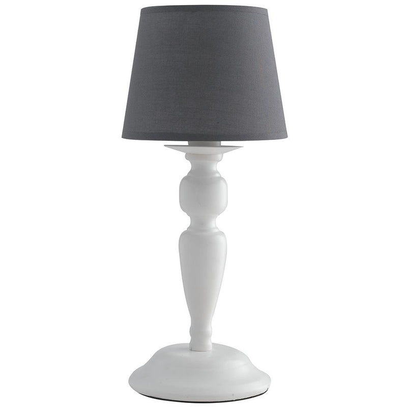 Lampada da Tavolo Elegante Bianca Grigia Metallo Tessuto Classica E14