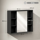 Armadietto con Specchio 60x14,5x49,4 cm con 3 Ripiani Laterali e Ripiano Regolabile Interno in MDF e Truciolato      