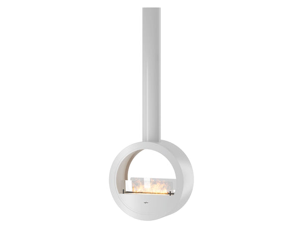 sconto Camino a Bioetanolo Sospeso 218,7xØ70x35 cm Incyrcle 2Side Bianco con Vetro