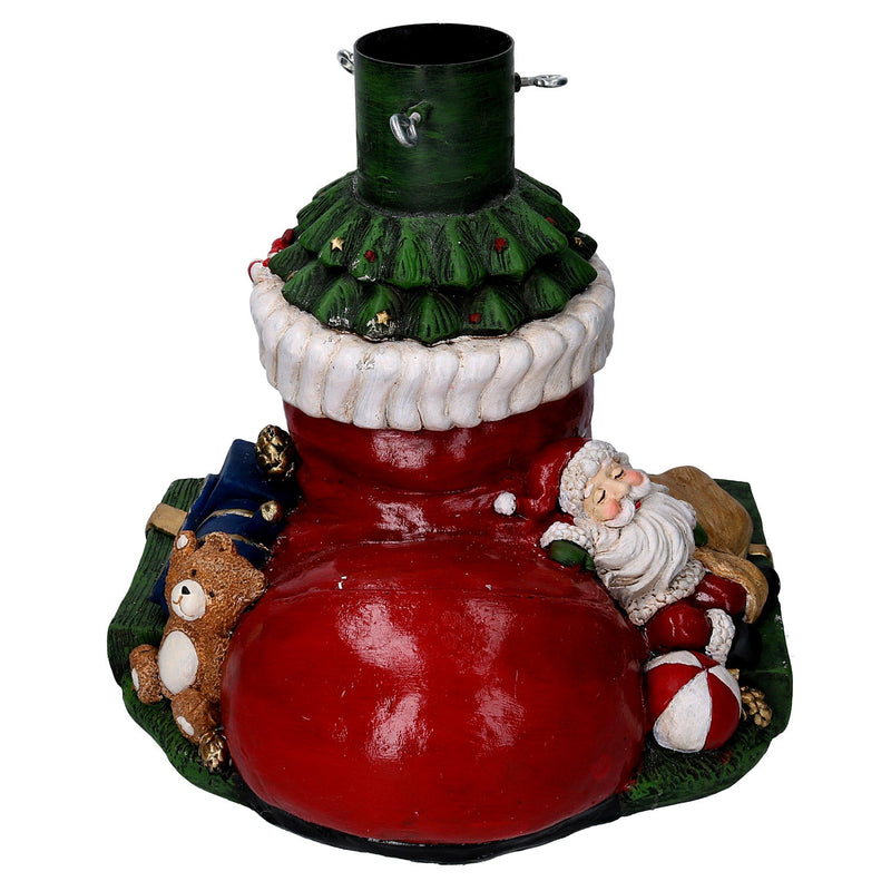 Base per Albero di Natale 36x38xh38 cm in Resina a forma di Scarpa di babbo natale rosso